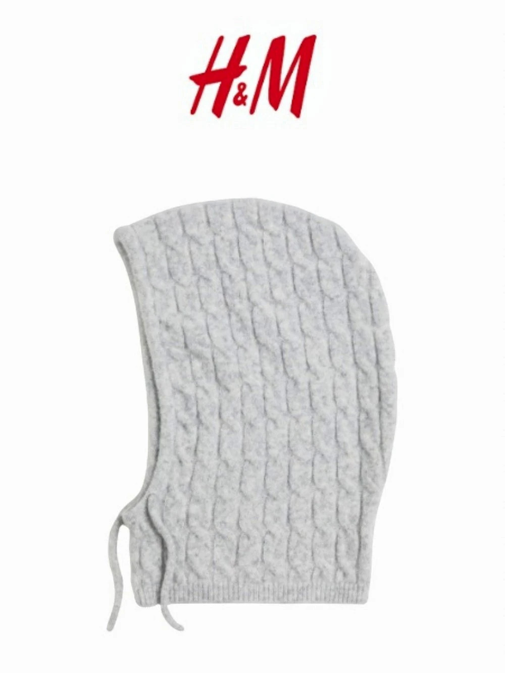 H&M Cable-knit Balaclava Gray Cable Knit Hood
